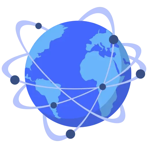 Icona che raffigura un globo, con diversi anelli che evocano l'idea di una connessione fra più nodi di una rete distribuita.